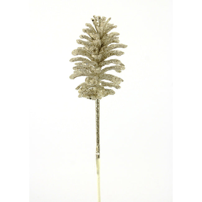 Tige de pomme de pin scintillante — produit sur fond blanc
