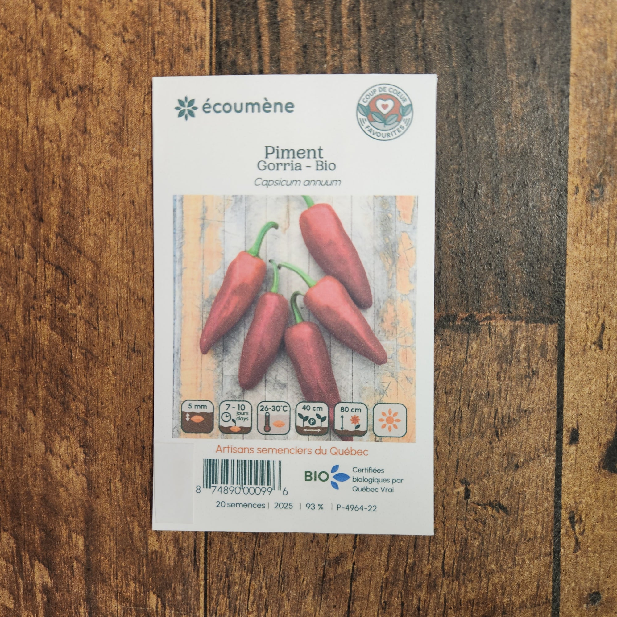 Organic 'Gorria' hot pepper