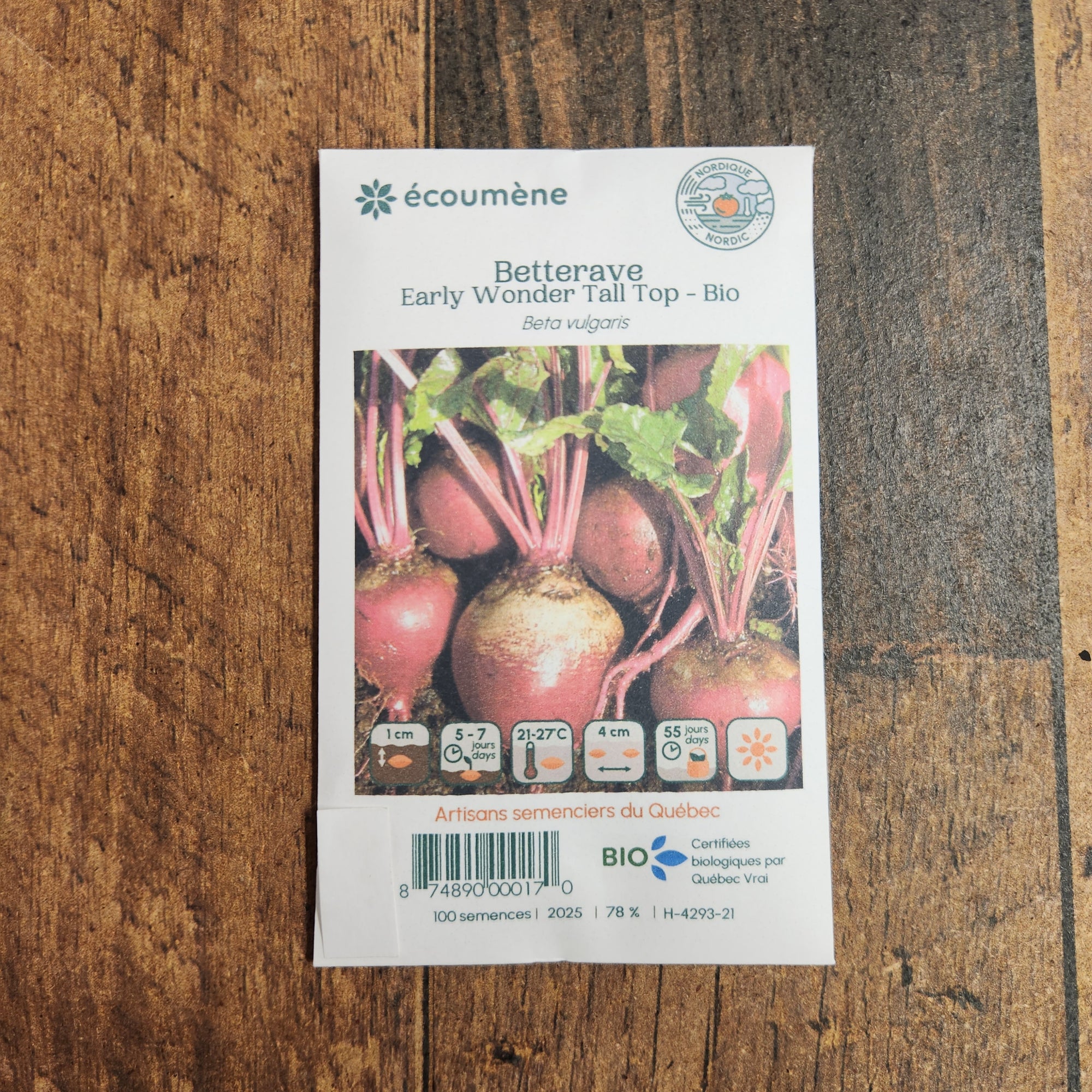 Organic 'Early Wonder Tall Top' beetroot