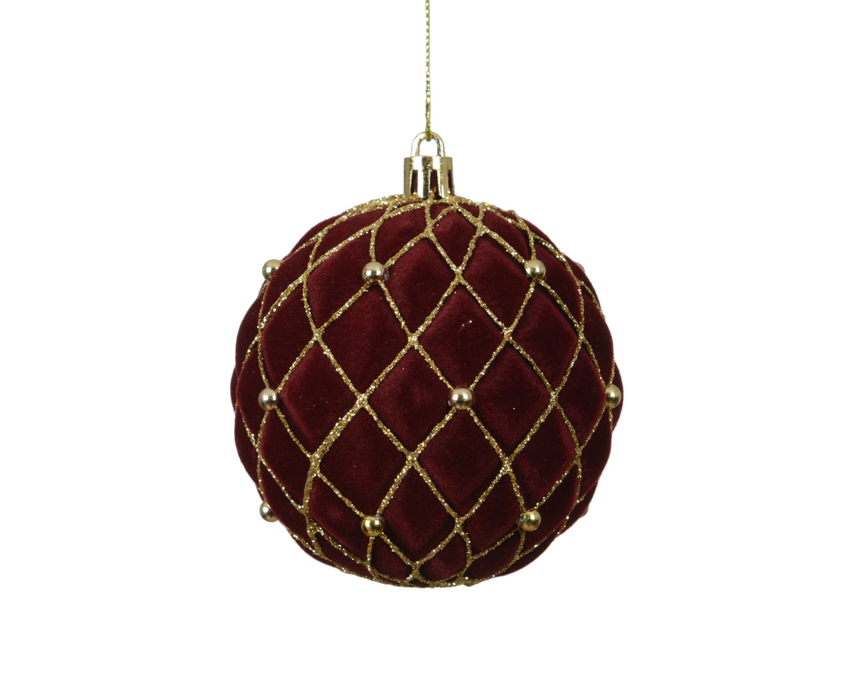 Boule de Noël avec croisillons dorés – Bordeaux