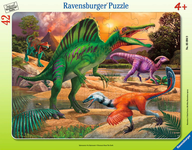 Casse-tête avec cadre 42 morceaux Dinosaurs Roam the Earth – Ravensburger