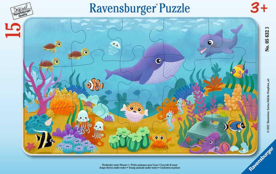 Casse-tête avec cadre 15 morceaux Young Animals Under Water – Ravensburger