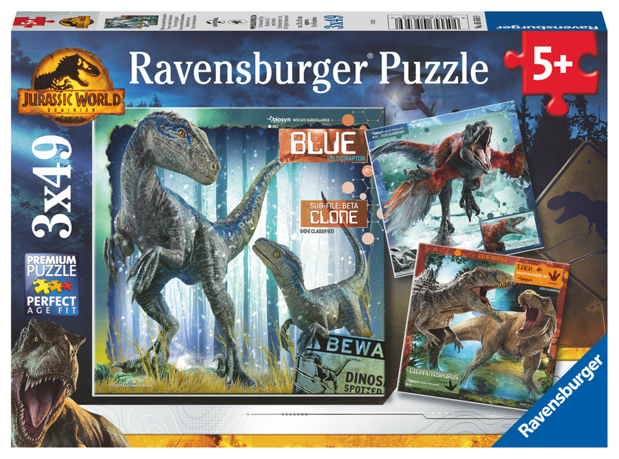 Coffret de casse-têtes 3 × 49 morceaux Jurassic World: Dominion – Ravensburger