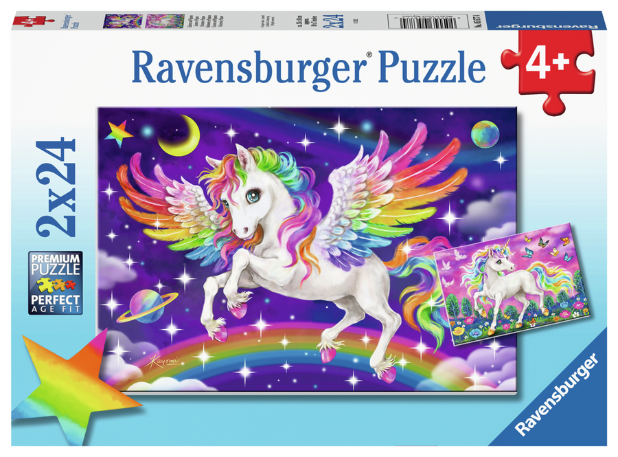 Coffret de casse-têtes 2 × 24 morceaux Unicorns & Pegasus – Ravensburger