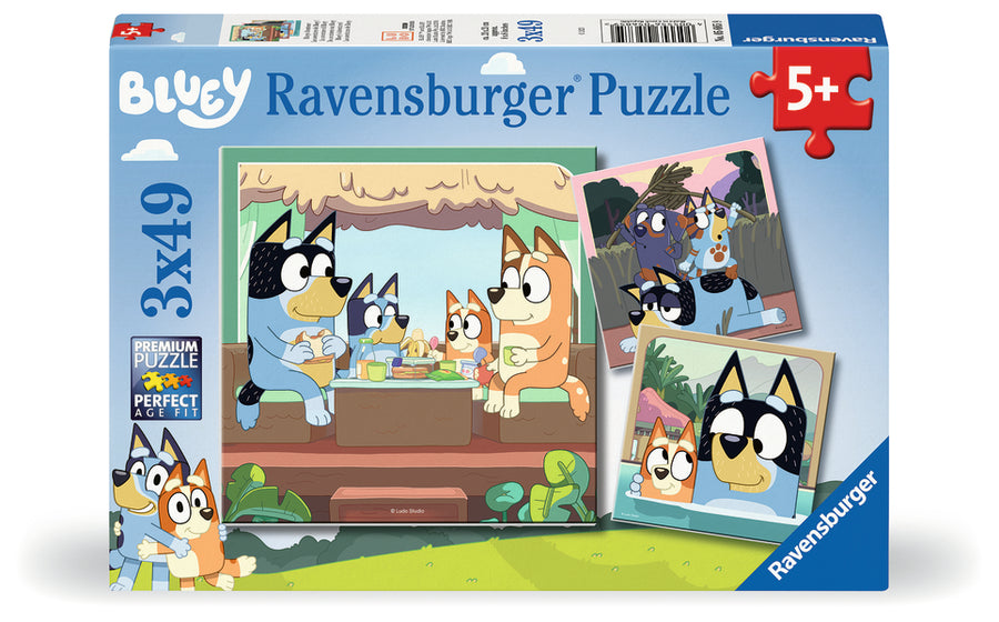 Coffret de casse-têtes 3 × 49 morceaux Bluey Adventure – Ravensburger