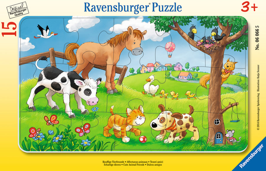 Casse-tête avec cadre 15 morceaux Cute Animal Friends – Ravensburger