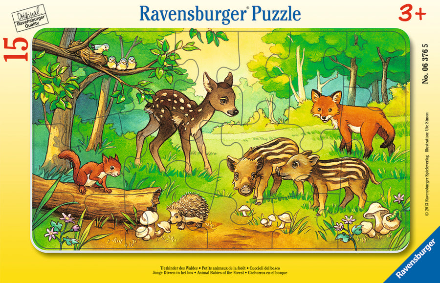 Casse-tête avec cadre 15 morceaux Baby Animals in the Meadow – Ravensburger