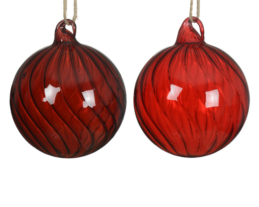 Boule de Noël en verre à tourbillon – Rouge