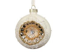 Boule de Noël en verre à centre bijou – Blanc