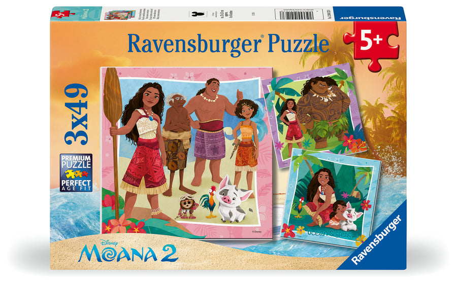 Coffret de casse-têtes 3 × 49 morceaux Moana 2 Off To New Adventures – Ravensburger