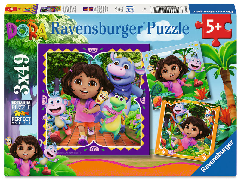 Coffret de casse-têtes 3 × 49 morceaux Dora the Explorer – Ravensburger