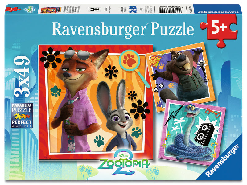 Coffret de casse-têtes 3 × 49 morceaux Zootopia 2 – Ravensburger