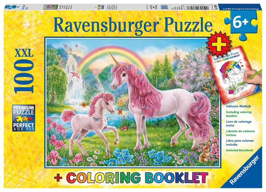 Casse-tête 100 morceaux Magical Unicorns + Coloring Book – Ravensburger