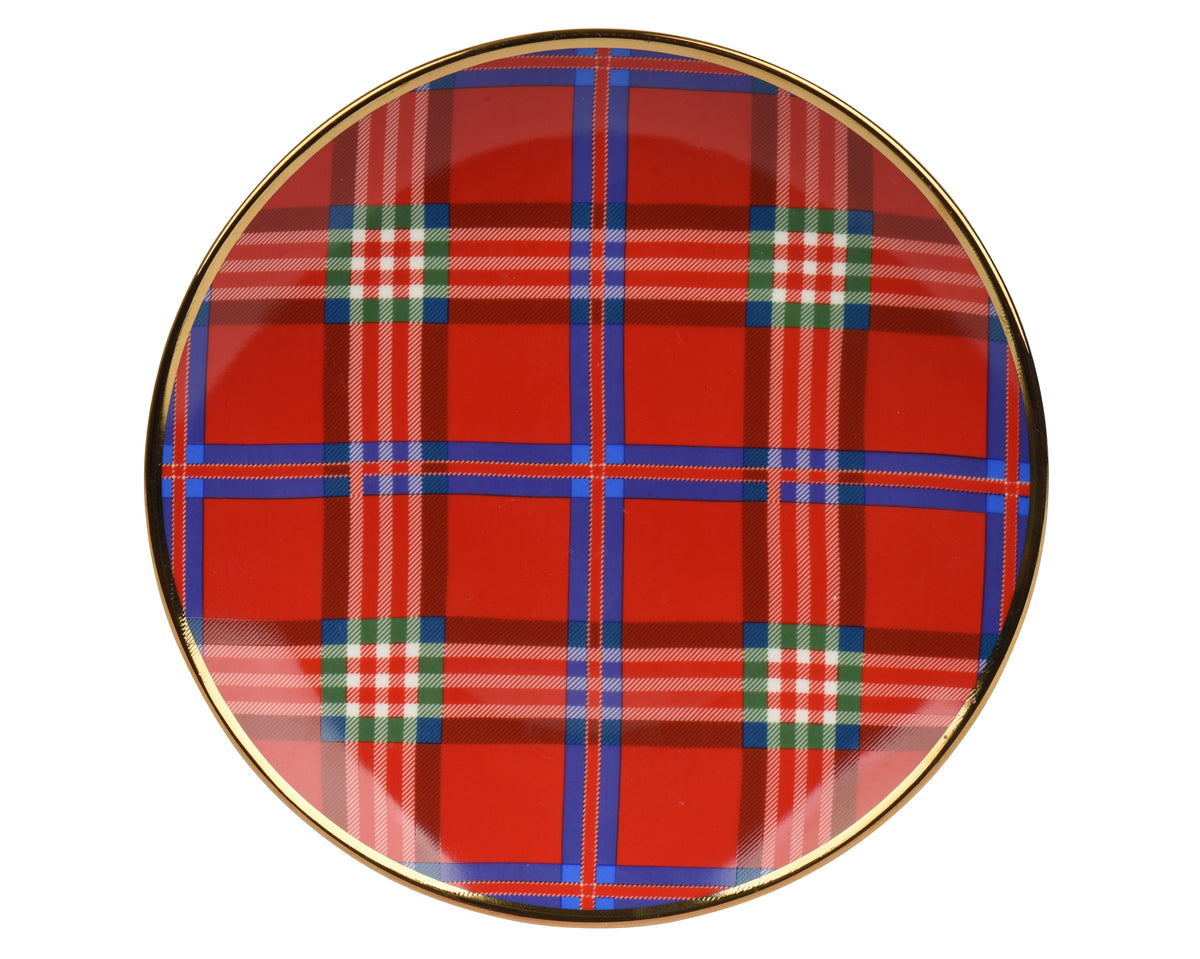 Assiette à déjeuner de Noël tartan – Rouge