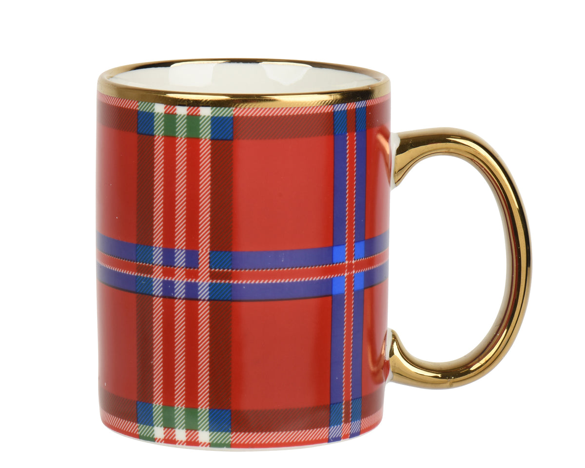 Tasse de Noël en porcelaine tartan – Rouge