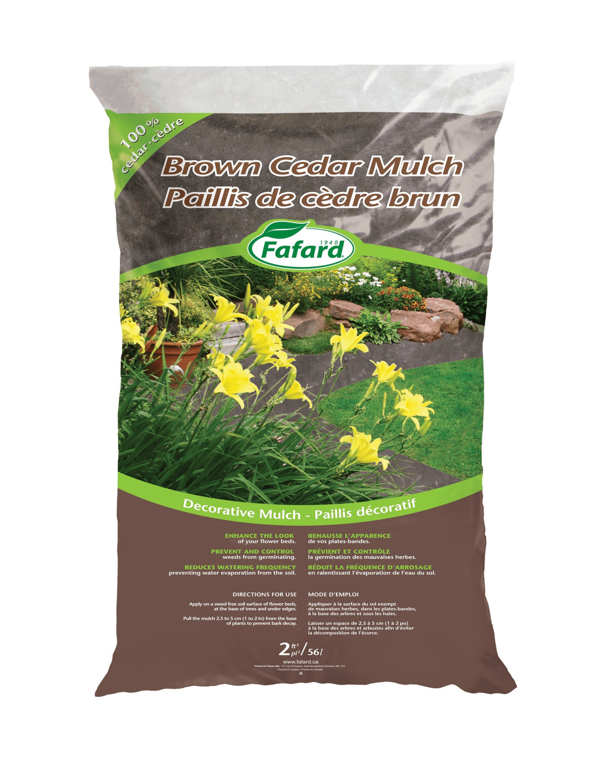 Paillis de Cèdre Brun 56L (2 pi³) – Fafard — photo sur fond blanc