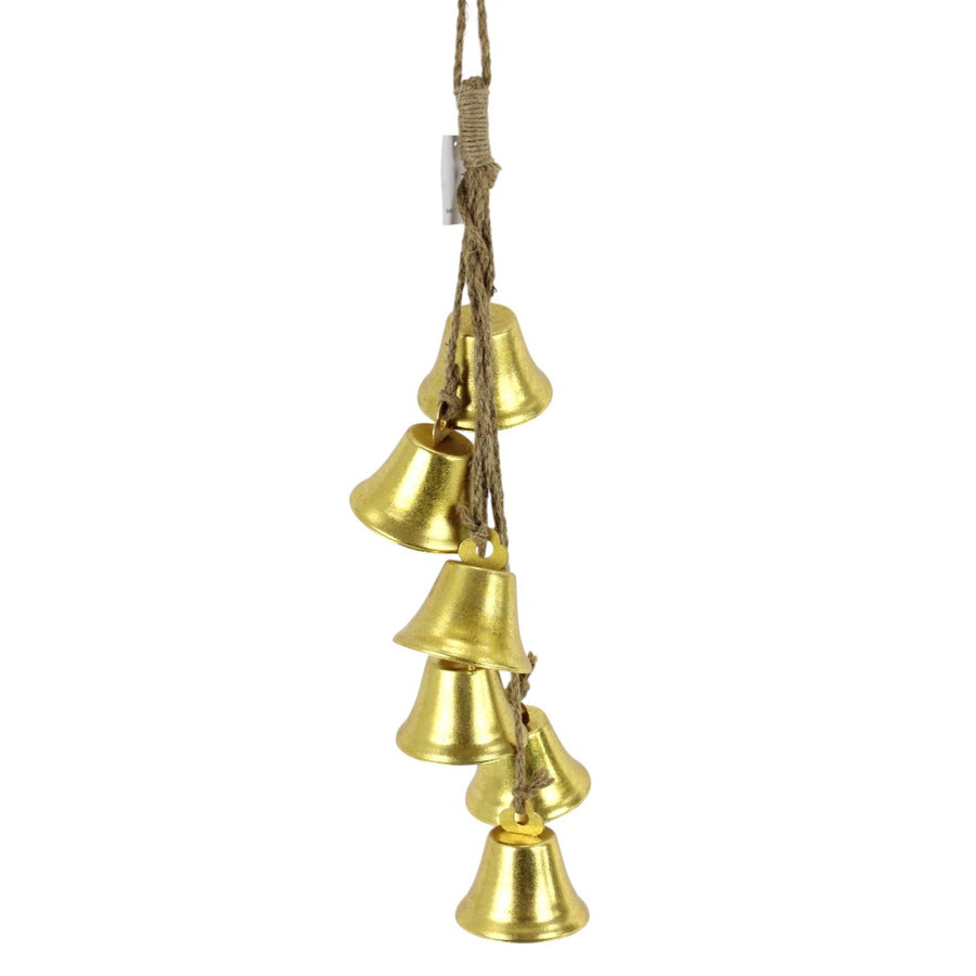 Ensemble de 6 ornements clochettes suspendus – Doré – produit sur fond blanc pur