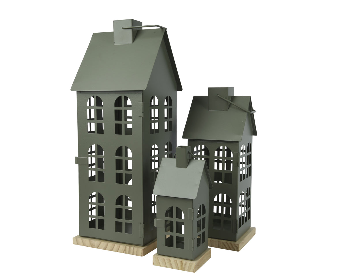 Lanterne maison de Noël en fer – Gris