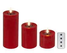 Ensemble de 3 bougies LED pilier – Rouge
