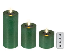 Ensemble de 3 bougies LED pilier – Vert