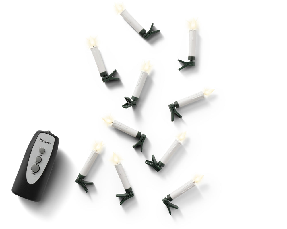 Ensemble de 10 bougies LED pour sapin – Blanc