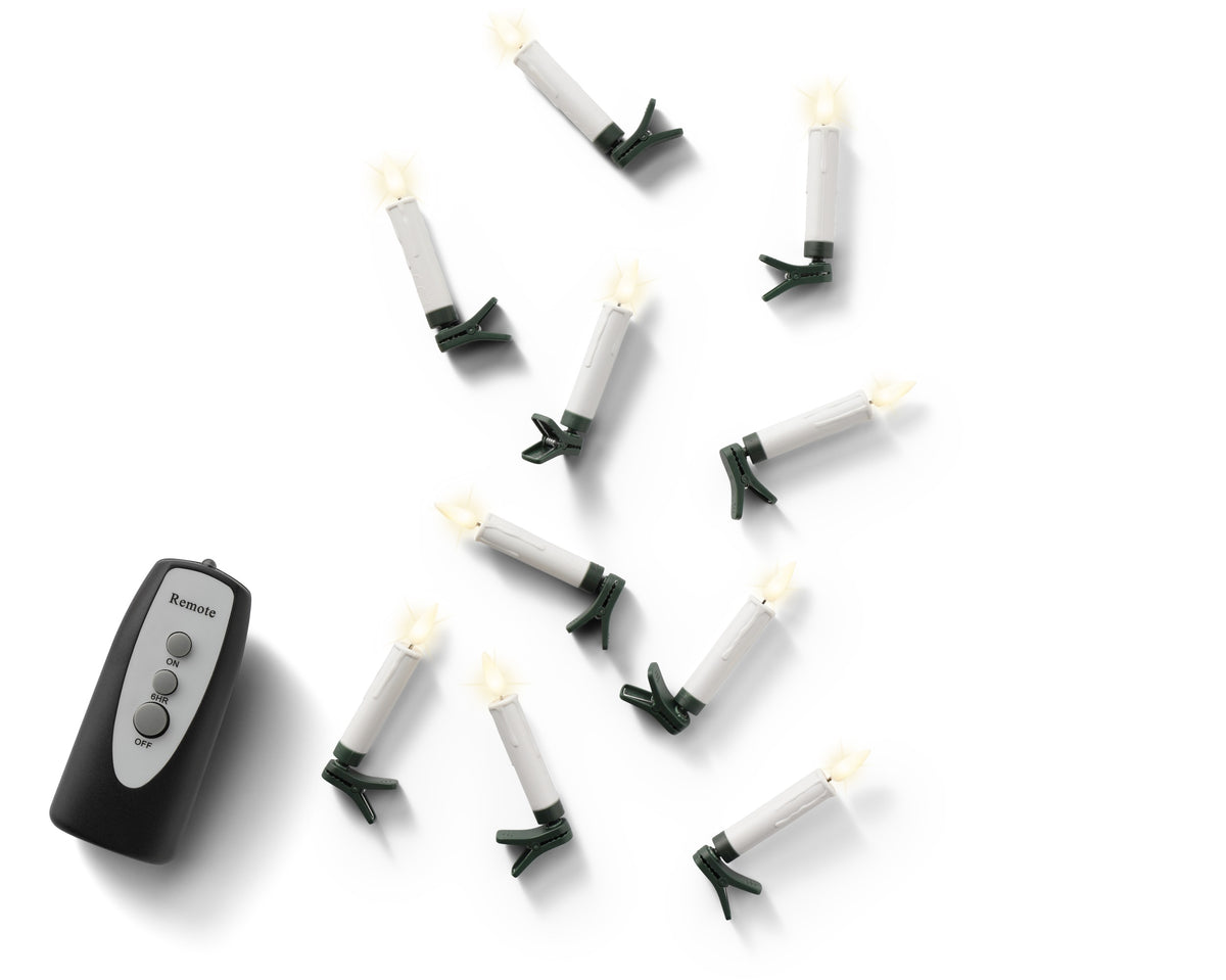 Ensemble de 10 bougies LED pour sapin – Blanc