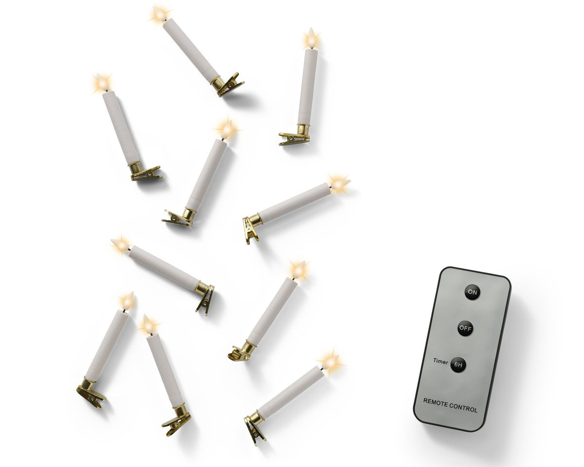 Ensemble de 10 bougies LED pour sapin – Blanc