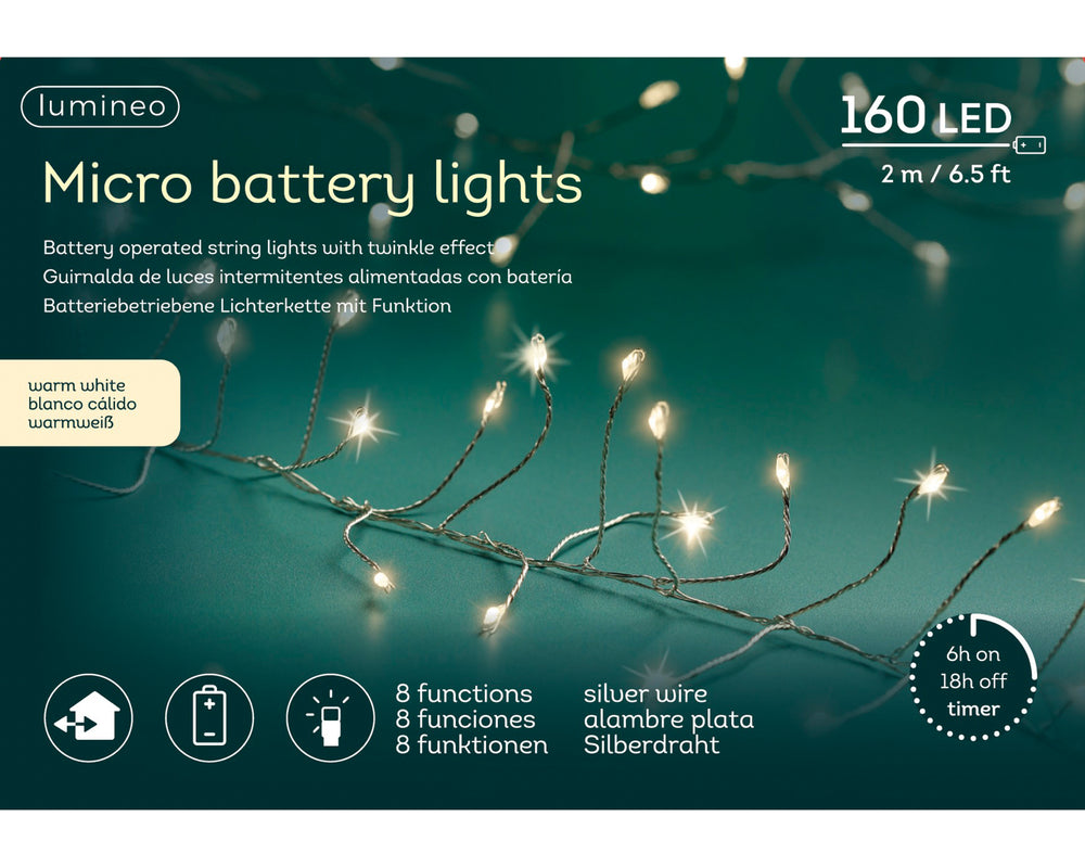Guirlande micro-LED 160 lumières – Argent
