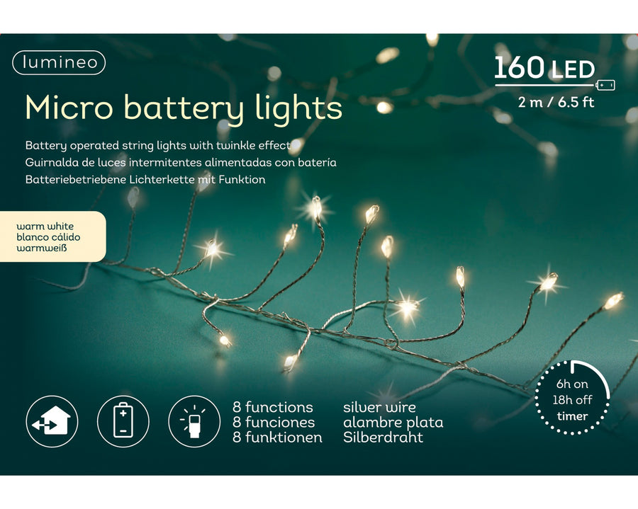 Guirlande micro-LED 160 lumières – Argent