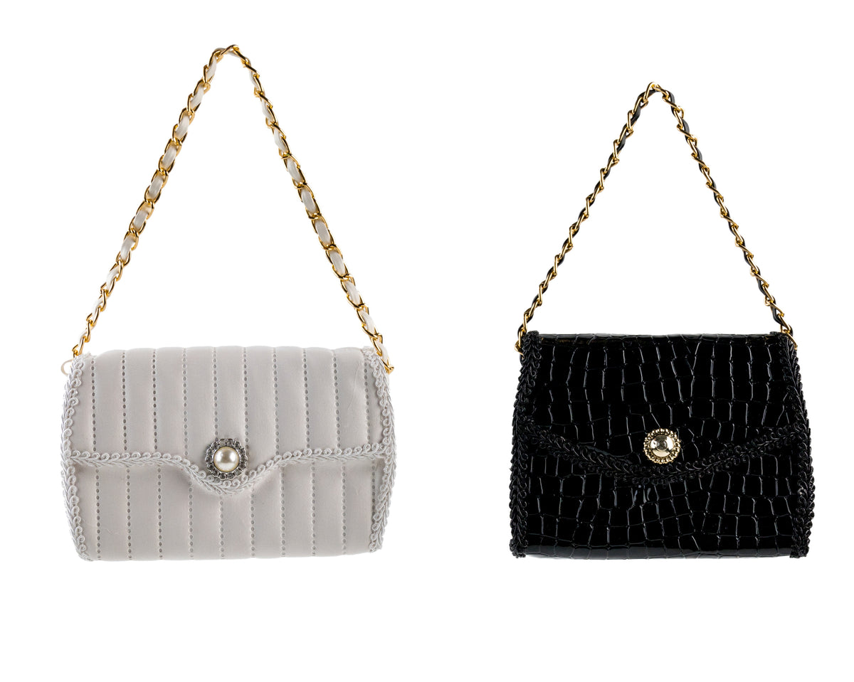 Sac à main décoratif de Noël – Crème et noir