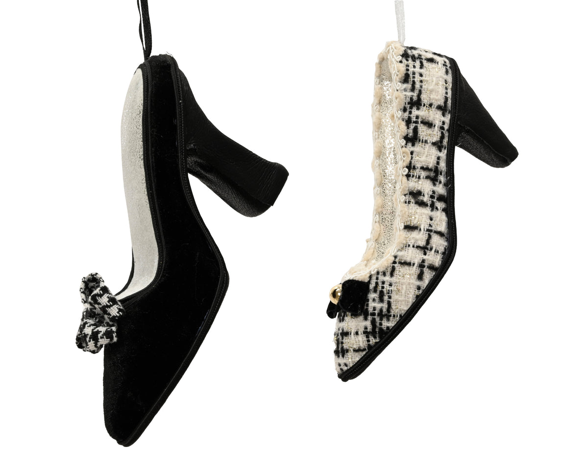 Chaussure décorative avec nœud – Noir et tweed
