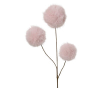 Tige décorative à boules duveteuses – Blanc, crème et rose