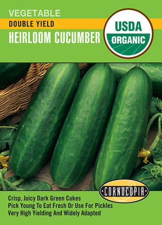 Visuel officiel de Cornucopia associé aux semences de Concombre ‘Double Yield’, référence CS537. Cette référence propose la variété de concombre Double Yield. La culture demande une saison suffisamment chaude et un arrosage suivi pendant la formation des fruits. Cette image accompagne la fiche de cette sélection et permet de repérer le produit correspondant dans le catalogue de semences.