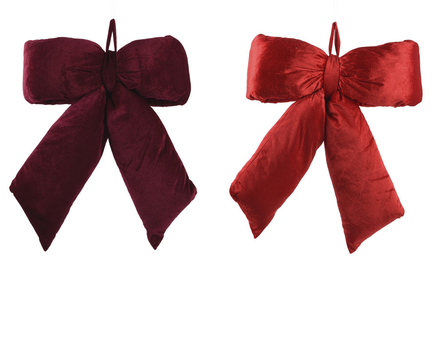 Grand nœud de Noël en polyester – Bordeaux et rouge