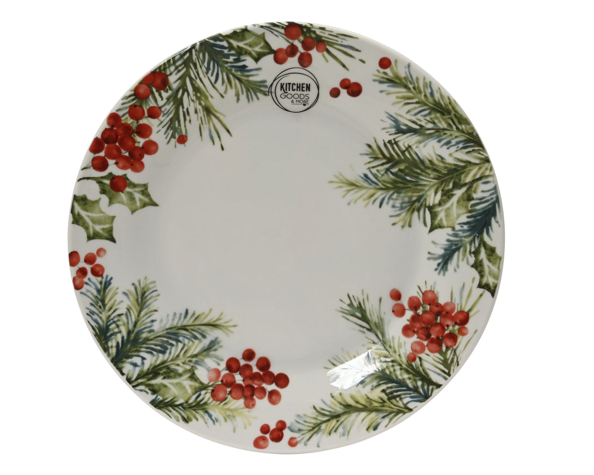 Assiette de Noël en porcelaine avec baies – Blanc