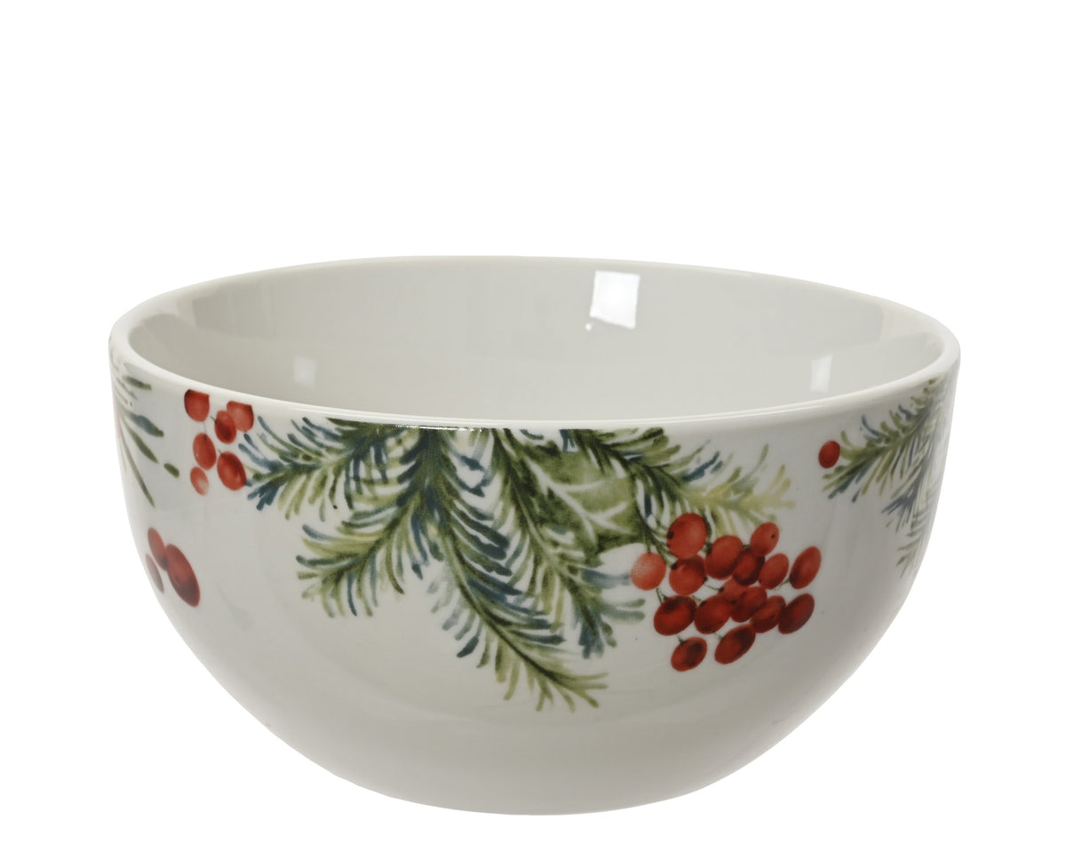 Bol de Noël en porcelaine avec baies – Blanc