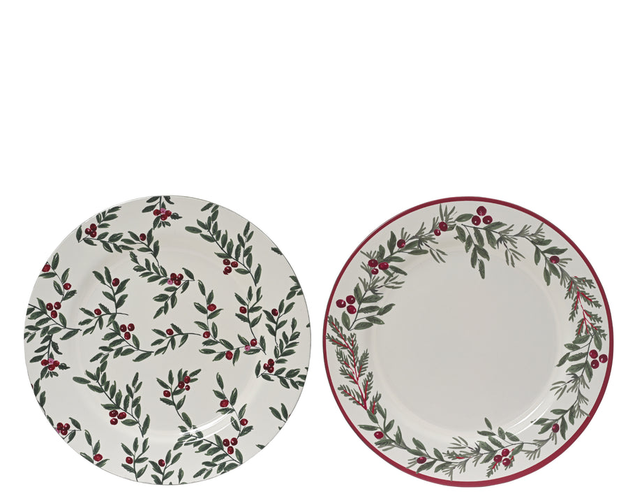 Assiette de présentation de Noël à feuillage – Blanc