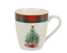 Tasse de Noël avec sapin et tartan – Blanc