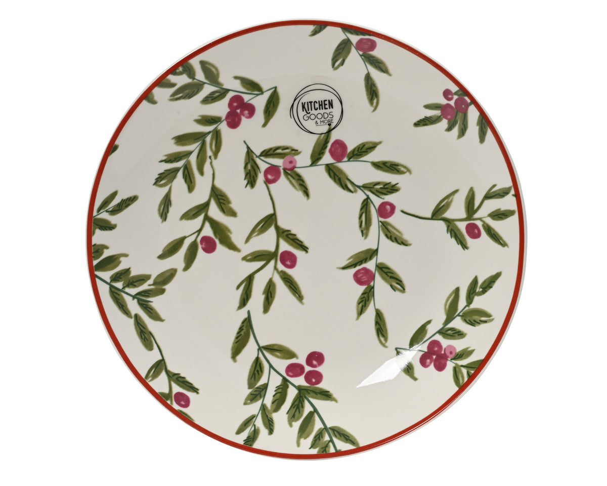 Assiette à dessert de Noël au houx – Blanc