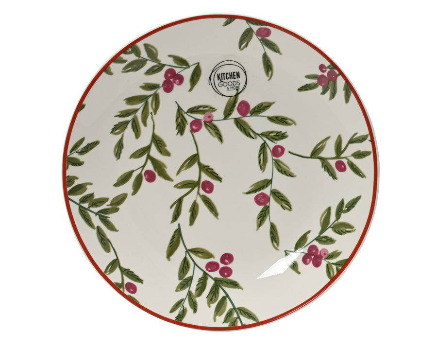 Assiette à dessert de Noël au houx – Blanc