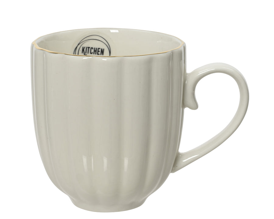 Tasse cannelée à bord doré – Blanc