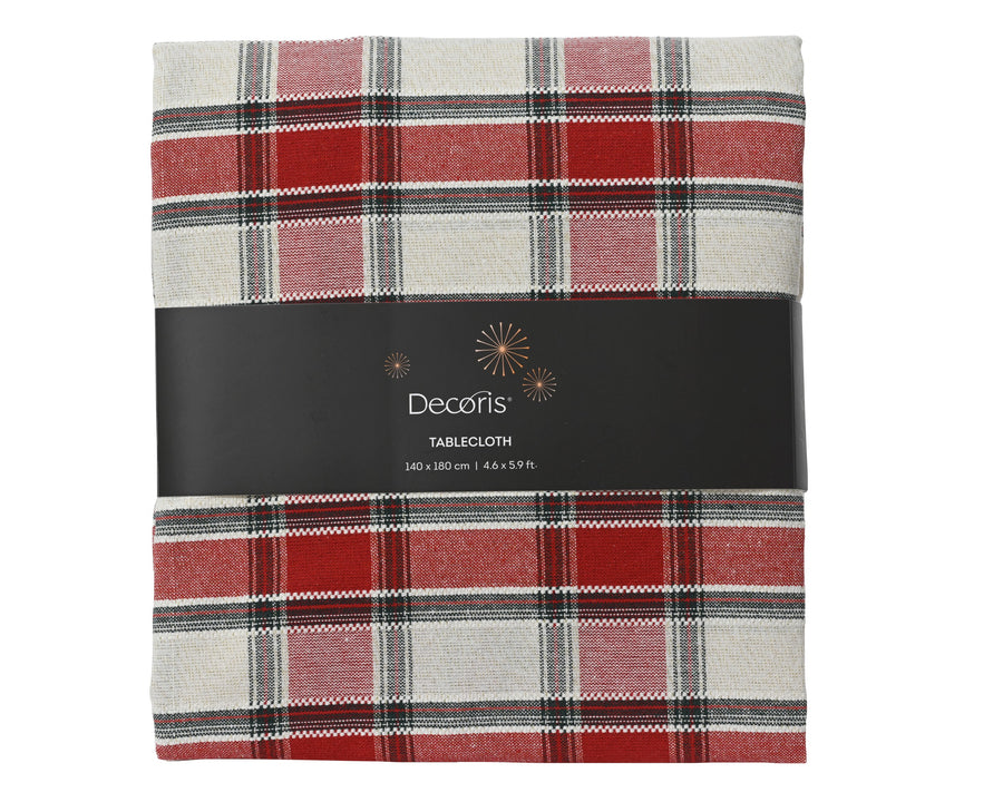 Nappe de Noël en coton tartan – Rouge et vert