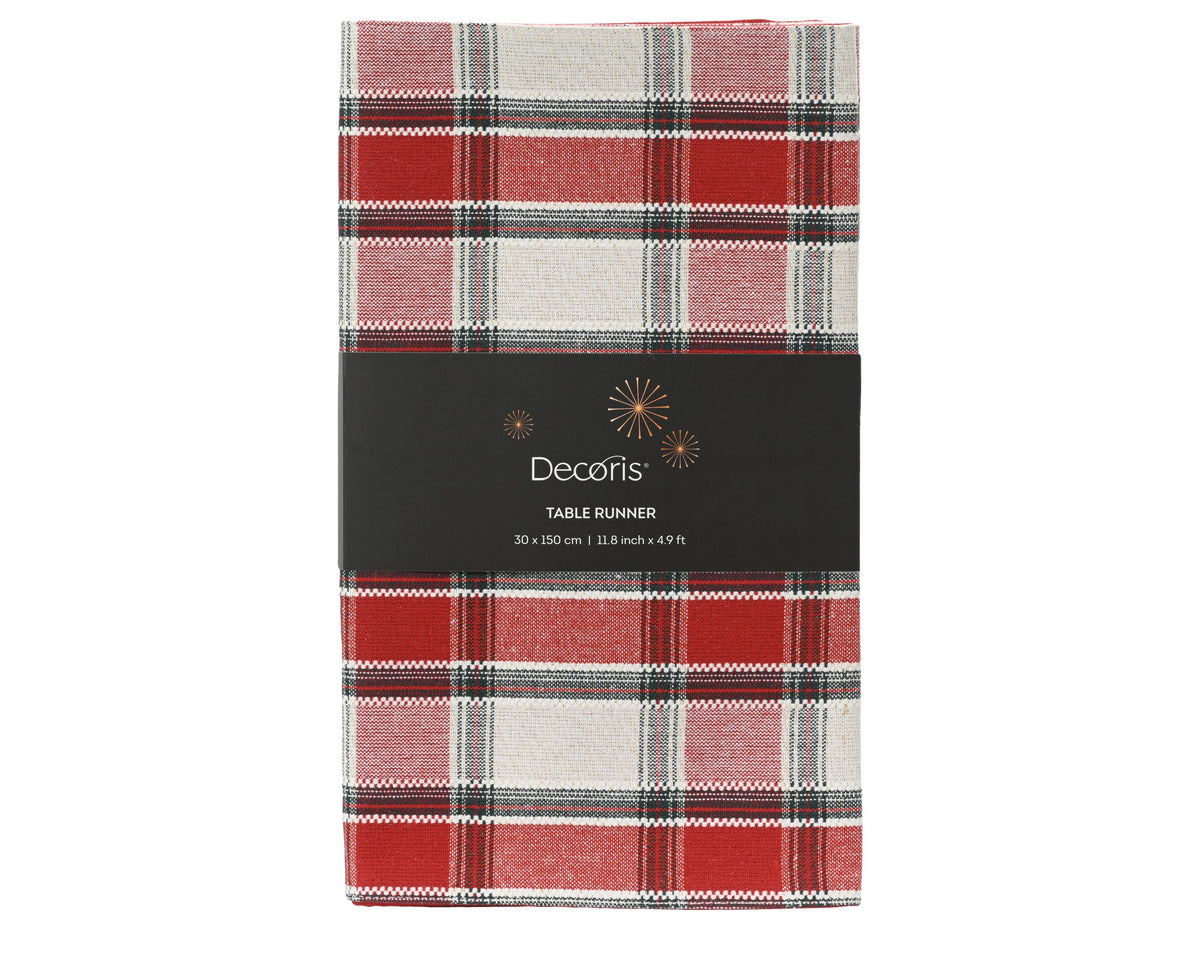 Chemin de table de Noël en coton tartan – Rouge et vert