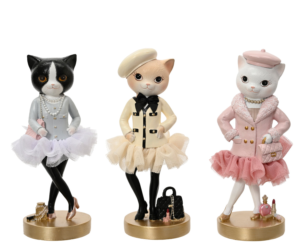 Figurine chat élégante debout – Multicolore