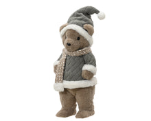 Ours de Noël debout en fausse fourrure – Gris