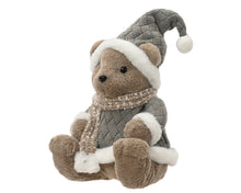 Ours de Noël assis en fausse fourrure – Gris