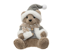 Petit ours de Noël assis en fausse fourrure – Gris