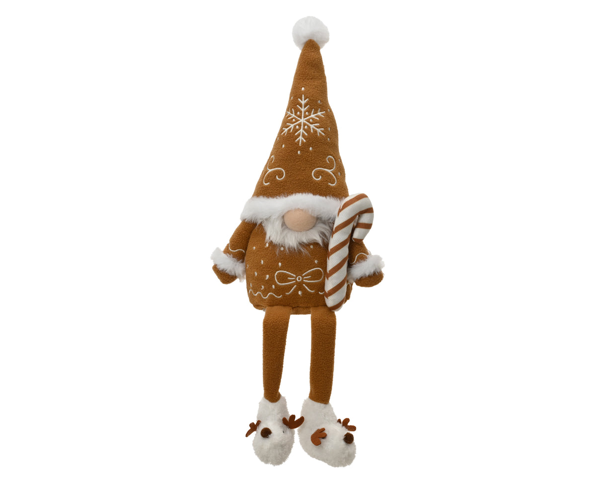 Gnome de Noël assis à longues jambes – Brun
