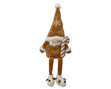 Gnome de Noël assis à longues jambes – Brun
