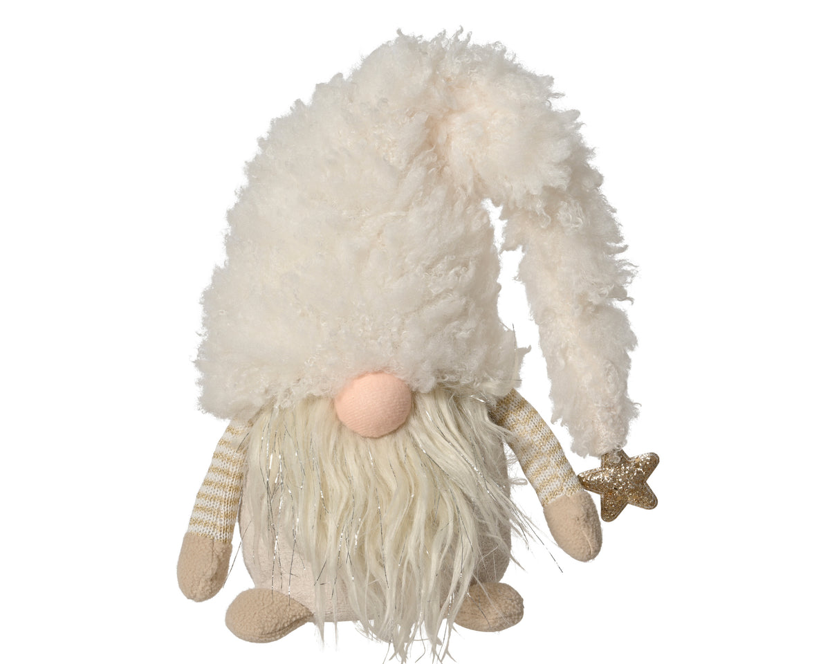 Gnome de Noël assis – Crème